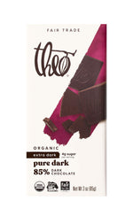 Theo Chocolate Organic Dark Chocolate Bar, 85% Cacao