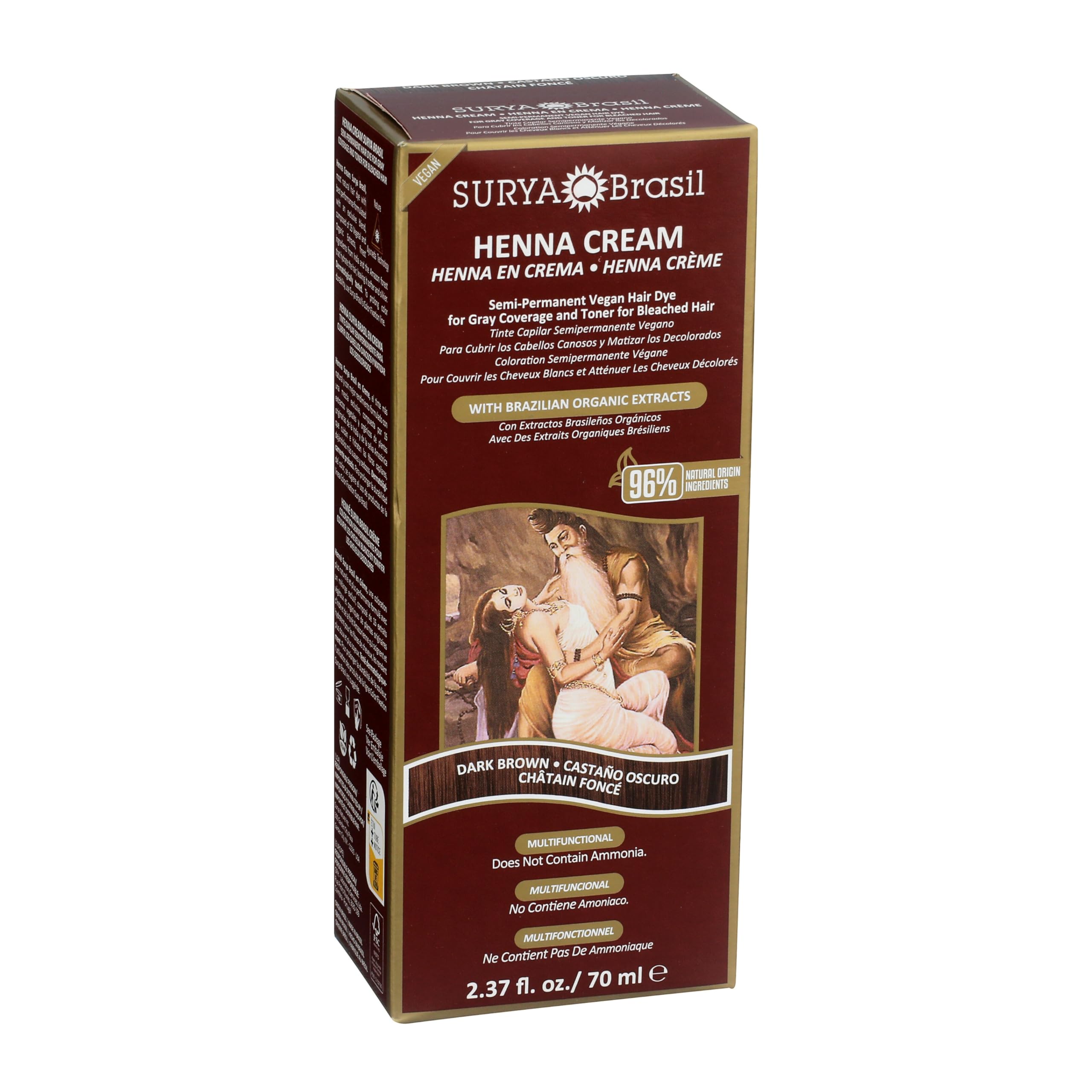 Henna Cream Dark Brown 96% Natural Ingredients Cruelty-Free