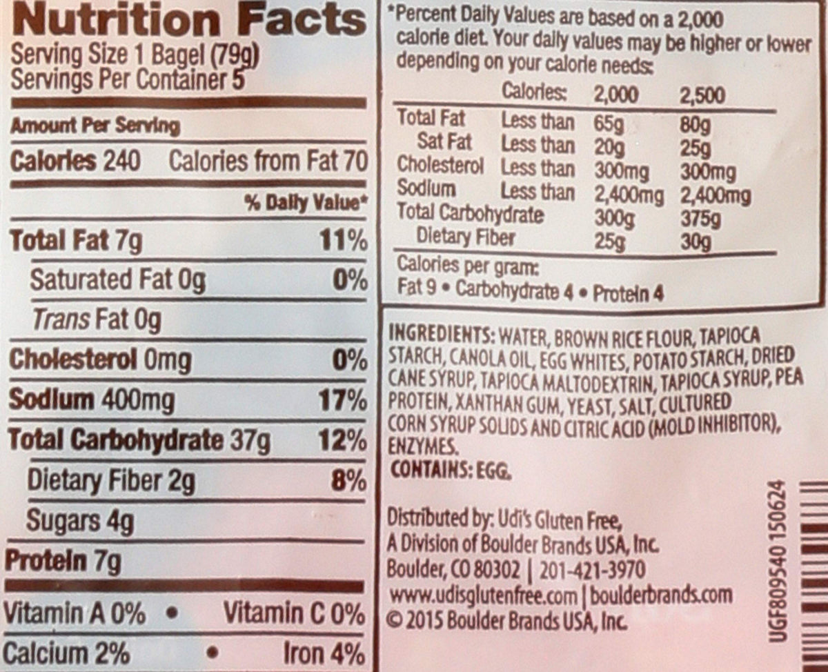 Udi's Gluten-Free Plain Bagels, 4 Count (Pack of 8)