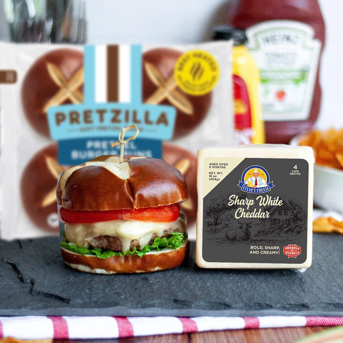 Pretzilla Soft Pretzel Burger Buns, 12.8 oz (Pack of 2)