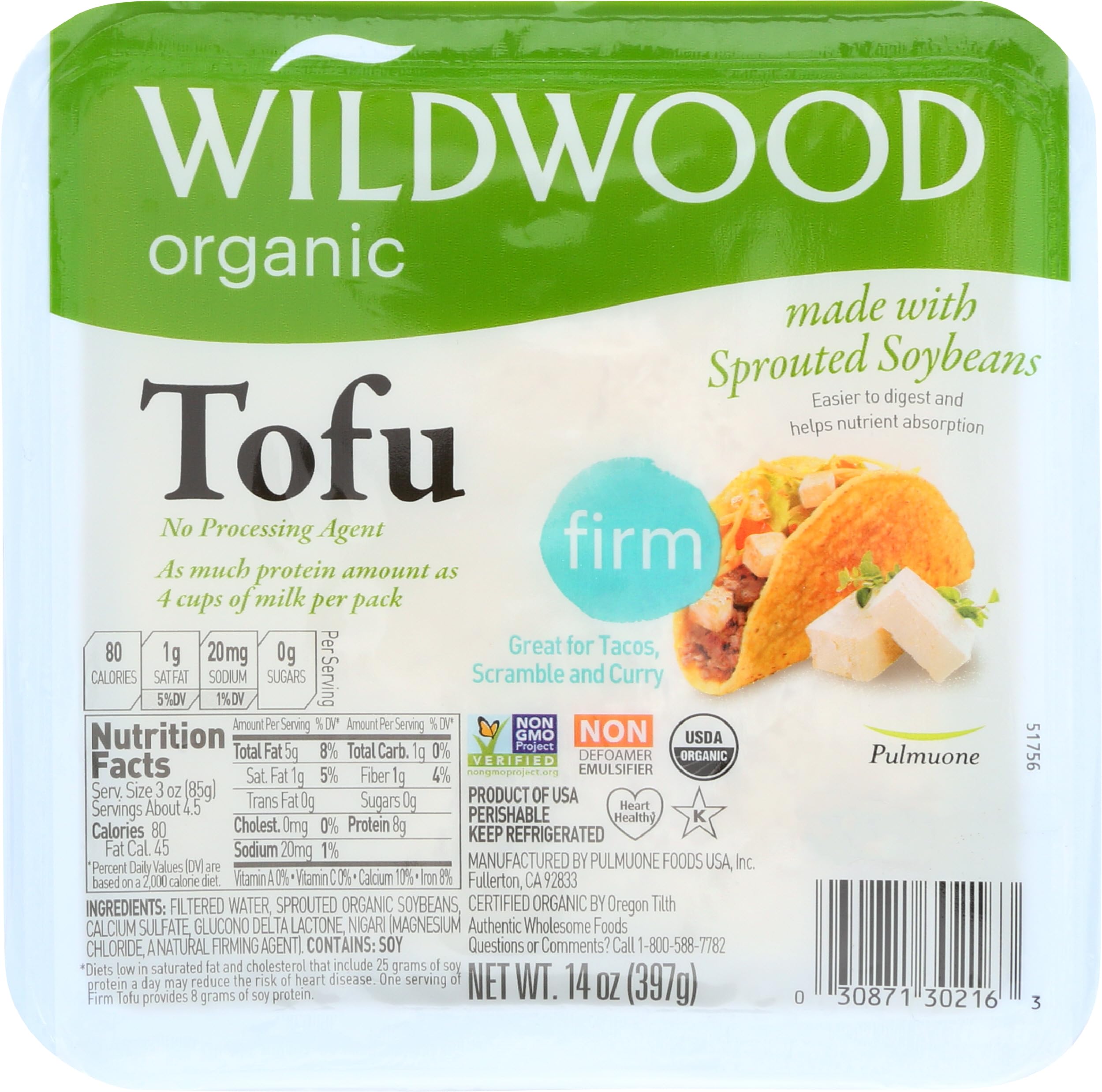Wildwood Organic Firm Tofu, Water Pack, 14 oz