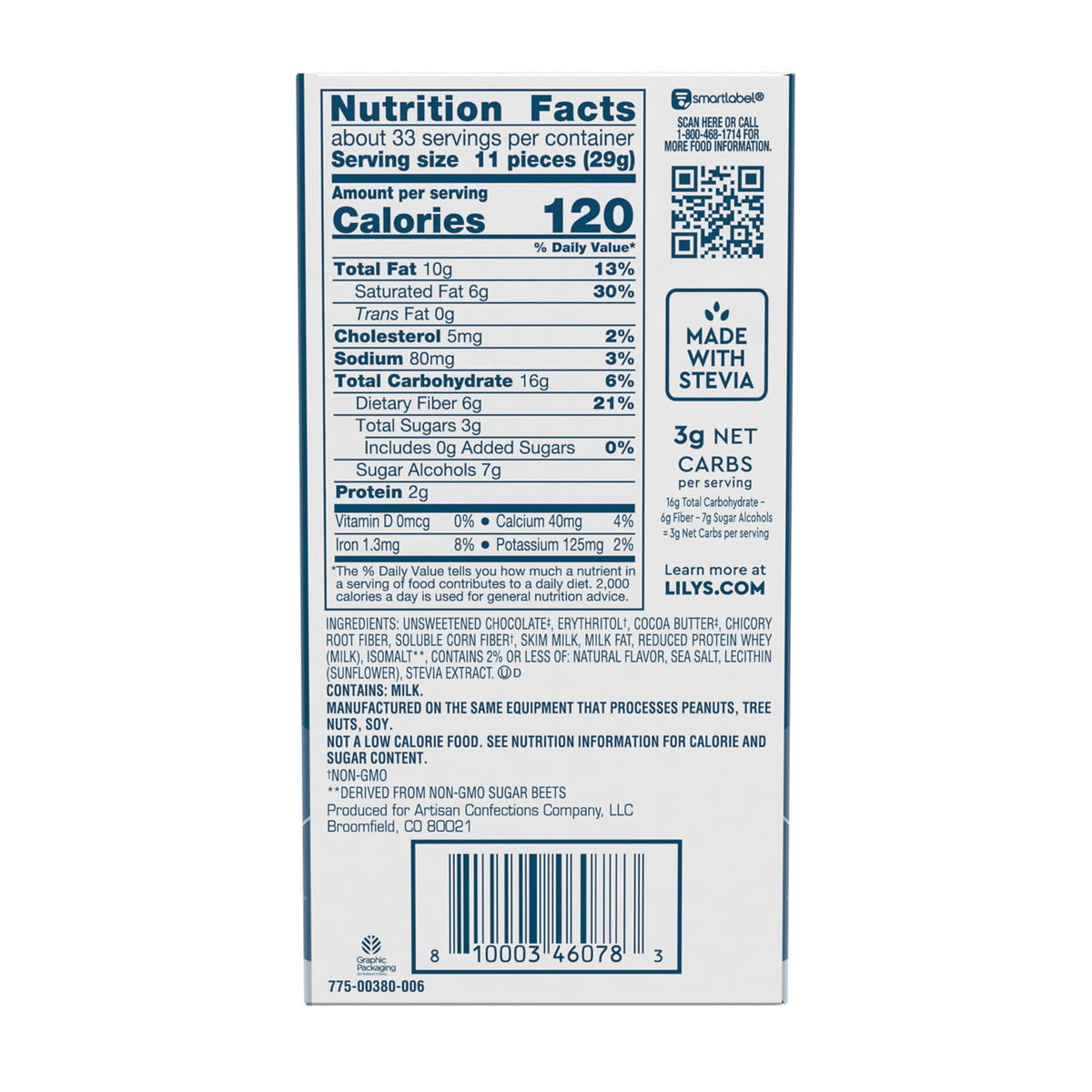 Lily's Salted Caramel Milk Chocolate Style No Sugar Added Bars, 2.8 oz (Pack of 12)