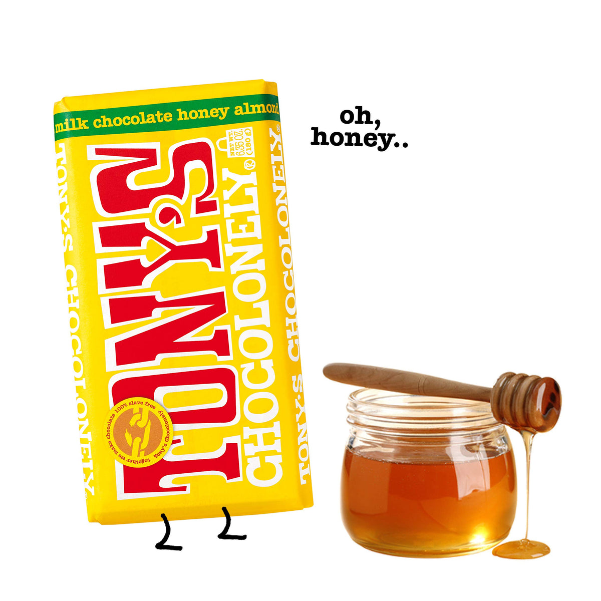 Tony's Chocolonely 32% Milk Chocolate Bar with Honey Almond Nougat