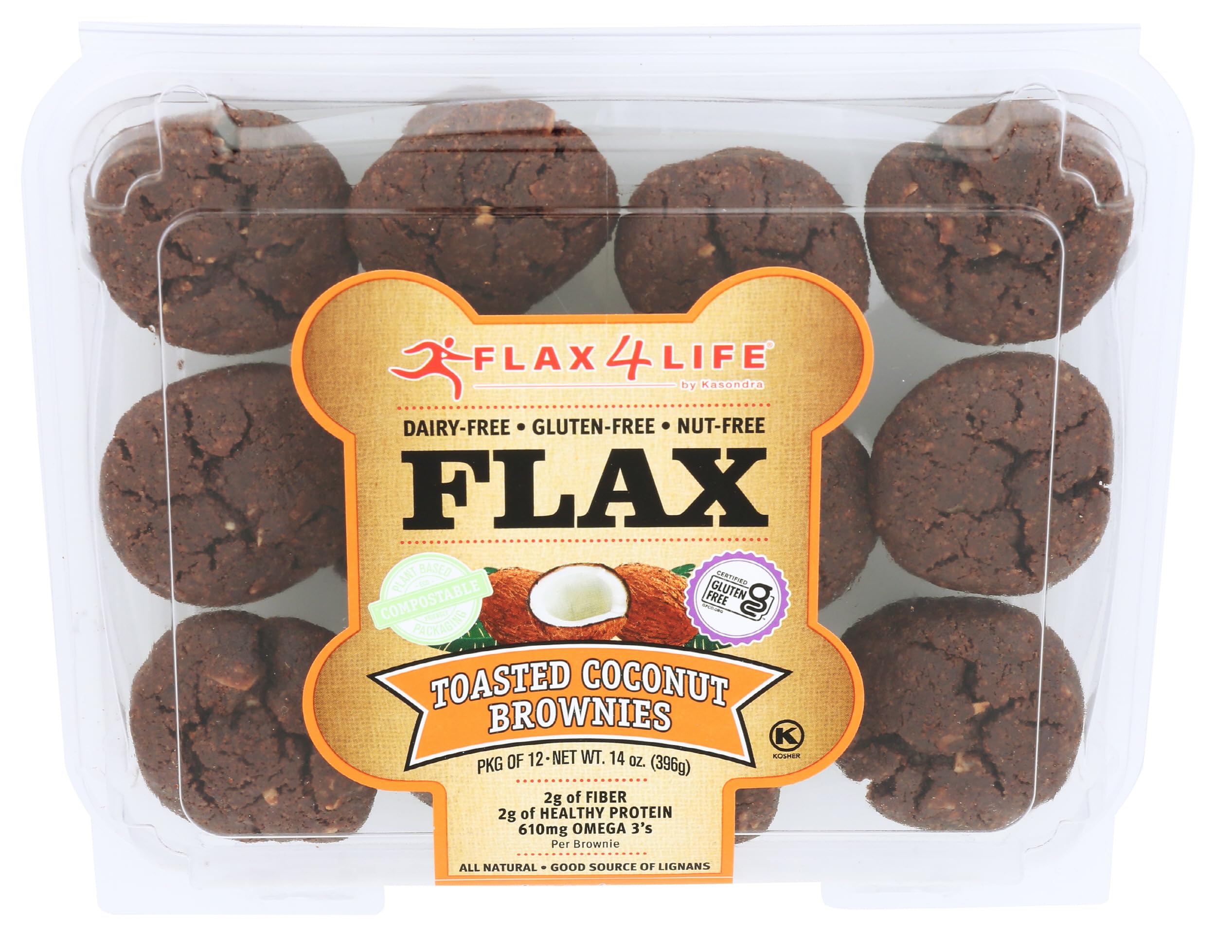 Flax4Life Toasted Coconut Brownie, Frozen, 14 oz
