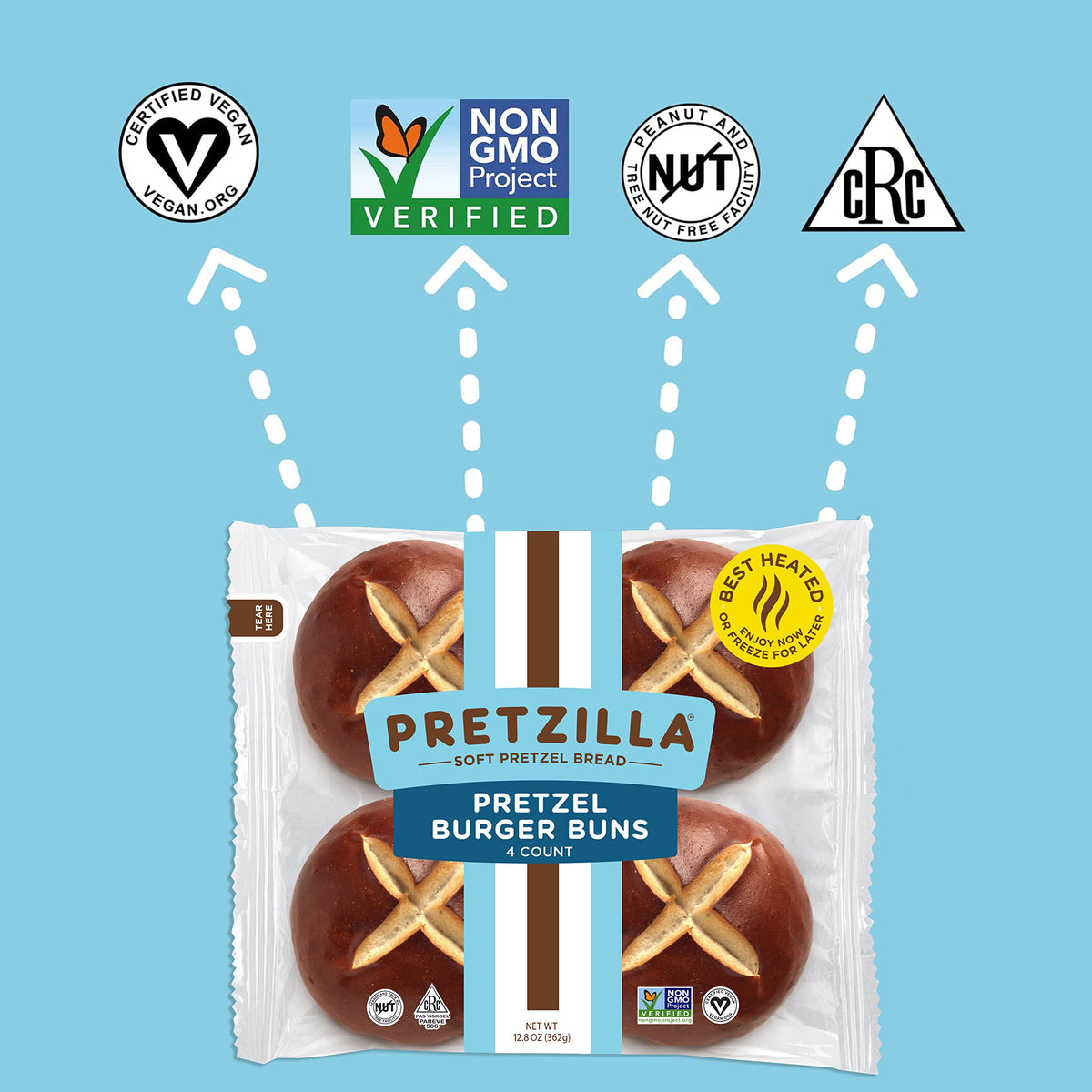 Pretzilla Soft Pretzel Burger Buns, 12.8 oz (Pack of 2)