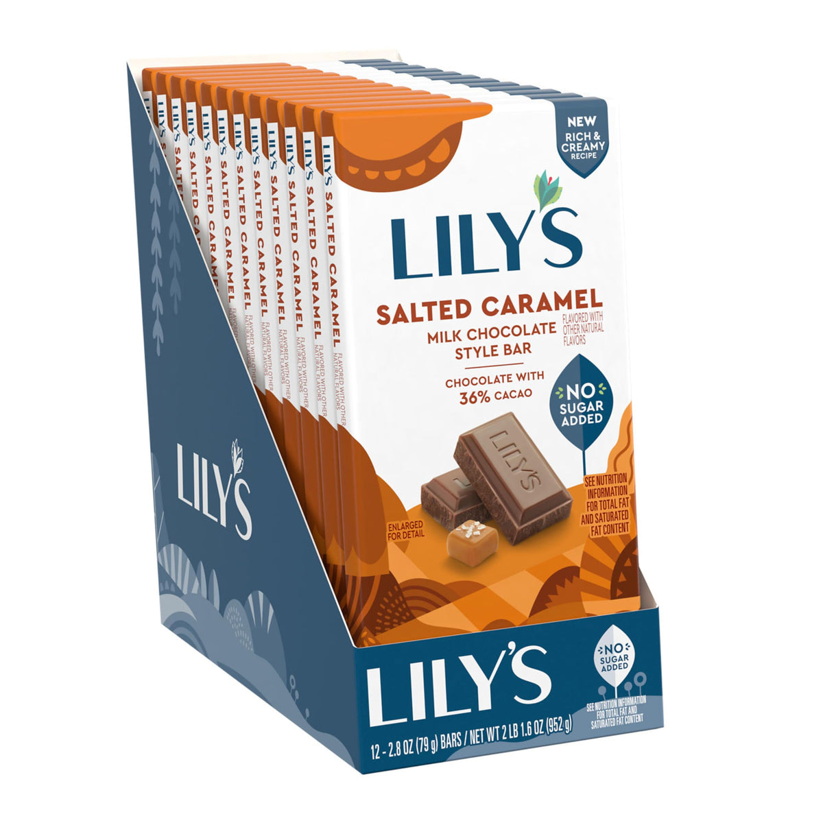 Lily's Salted Caramel Milk Chocolate Style No Sugar Added Bars, 2.8 oz (Pack of 12)