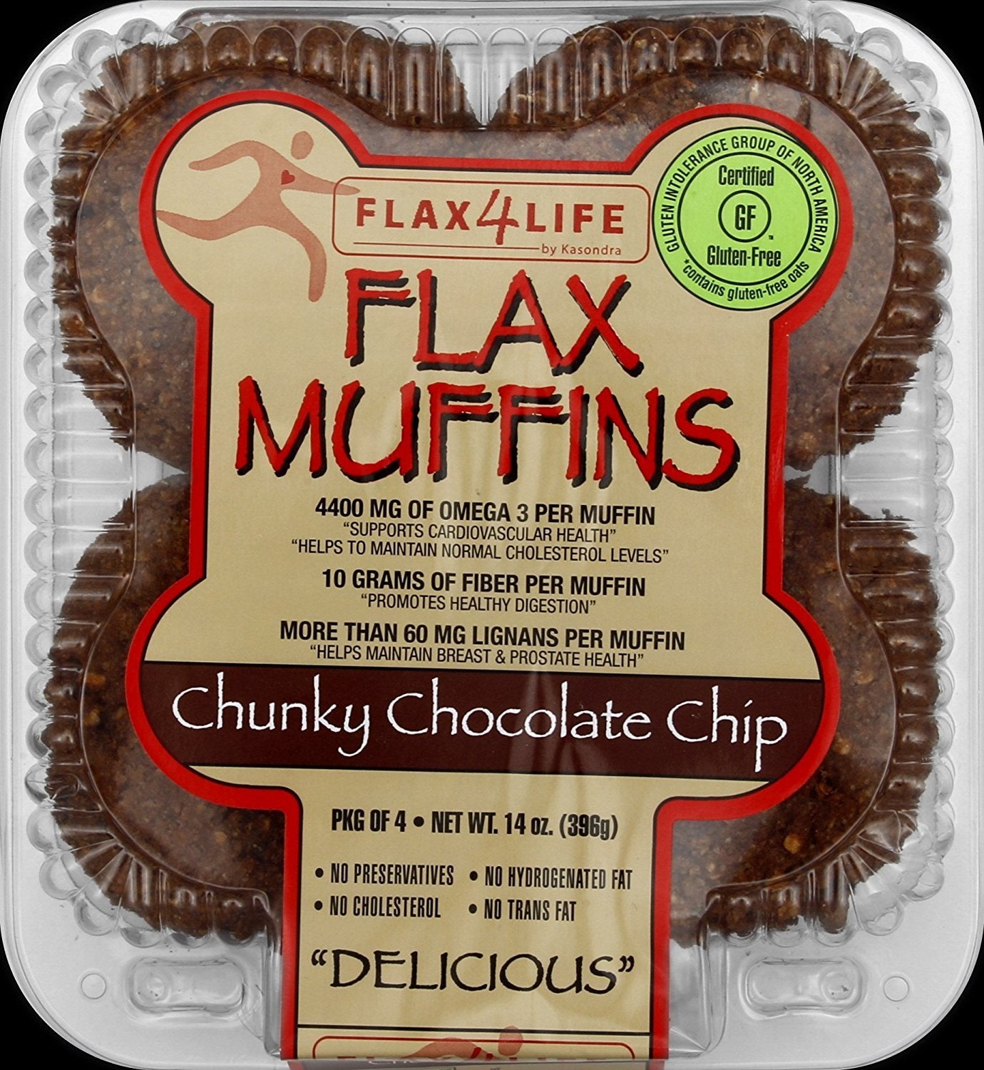 Flax4Life Chocolate Chip Muffins, Frozen, 14 oz (Pack of 6)