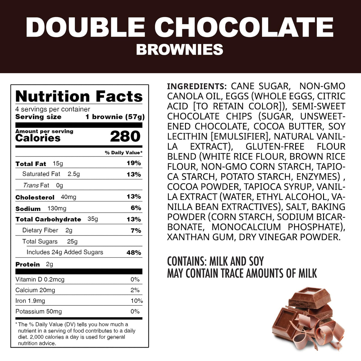 Antonina's Gluten-Free Bakery Double Chocolate Brownies, 16 Count (Pack of 4)