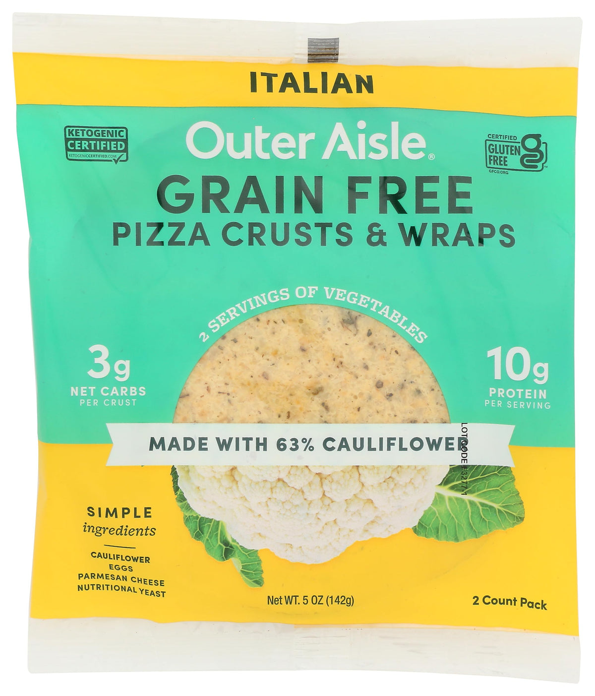 Outer Aisle Cauliflower Pizza Crusts, 5 oz (Pack of 12)