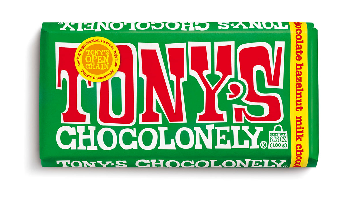 Tony's Chocolonely Milk Chocolate Hazelnut Bar, 6.35 oz (Pack of 15)