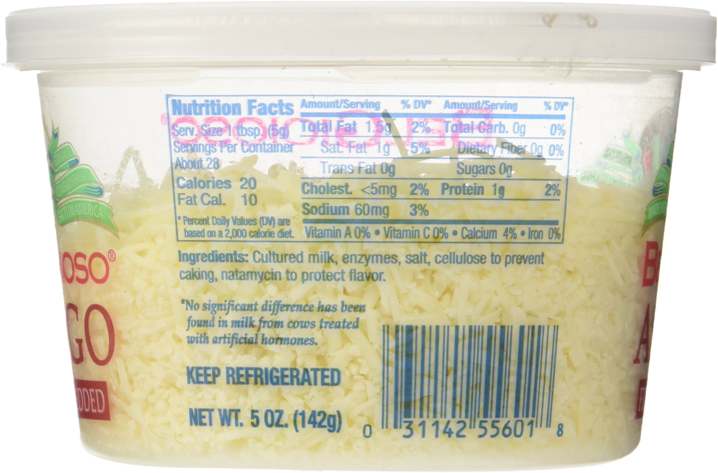 Asiago, Shredded