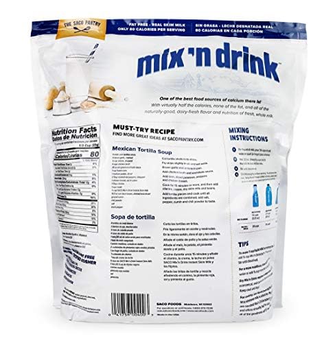 Makes 3 Quarts High Calcium and Protein Mix 'N Drink Instant Skim Milk