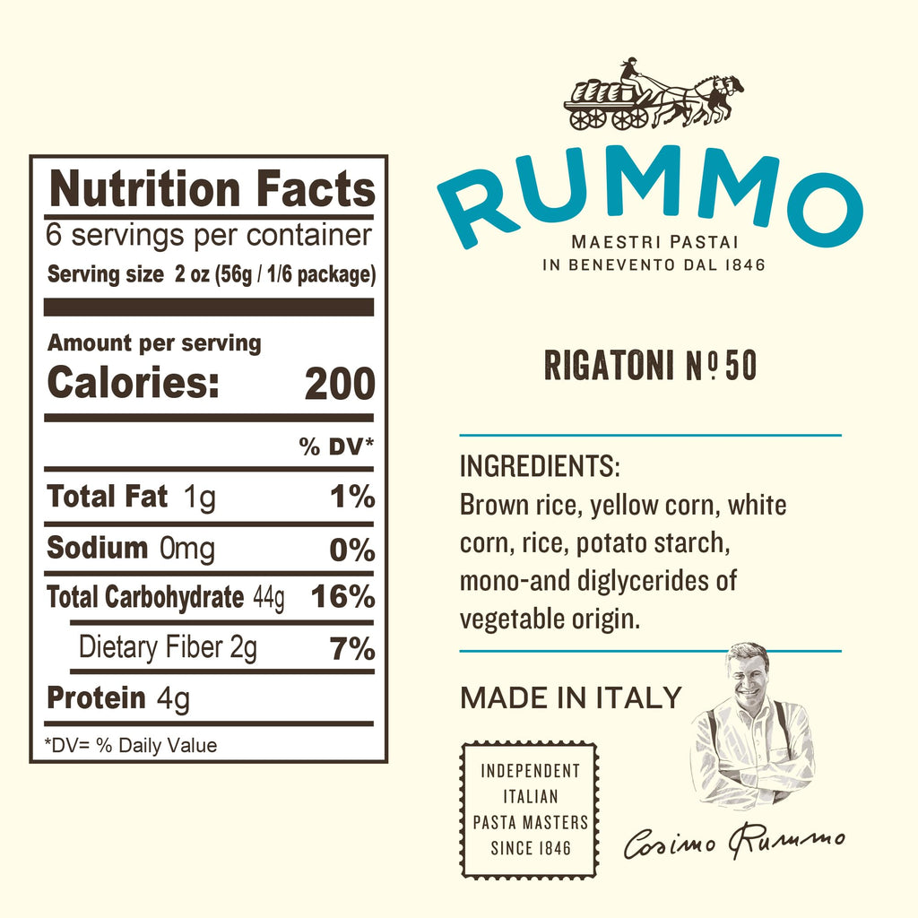 Made with Corn & Rice Rigatoni Pasta Noodles N.50