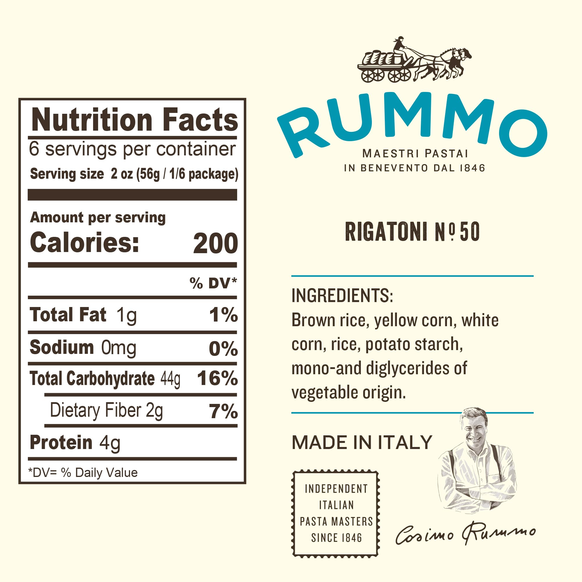 Made with Corn & Rice Rigatoni Pasta Noodles N.50