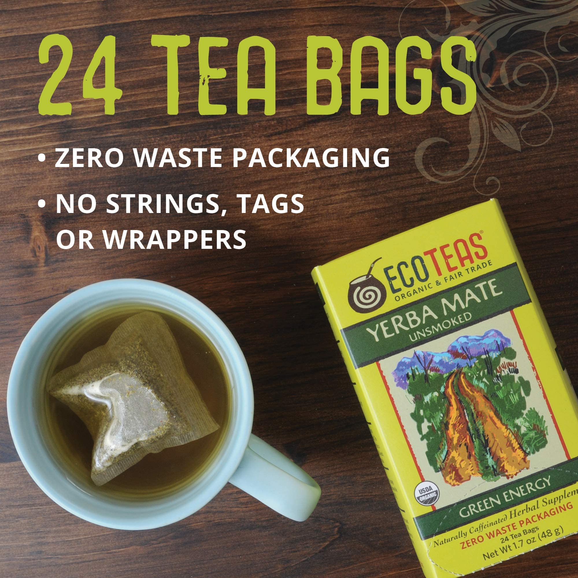 Organic Unsmoked Yerba Mate Tea Bags