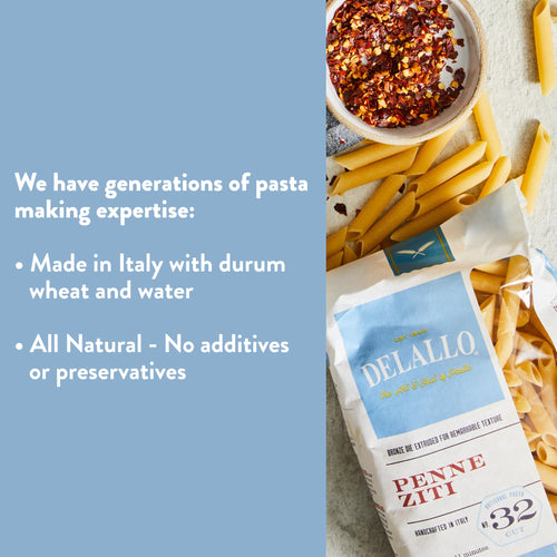 Bronze Cut Made with Only Durum Wheat Semolina Flour Penne Ziti Pasta