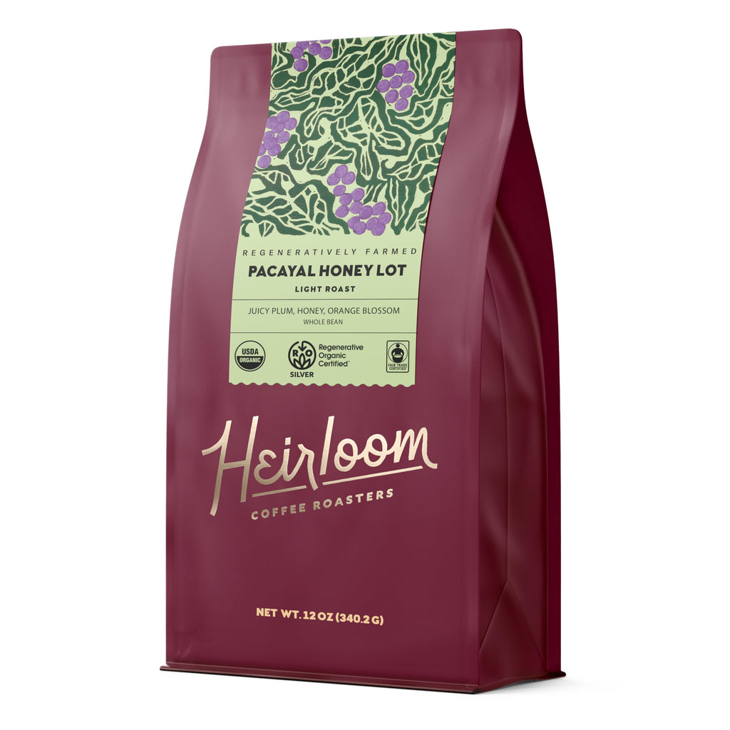 Heirloom Roasters Pacayal Honey Lot Light Roast Whole Bean Coffee Regenerative Certified