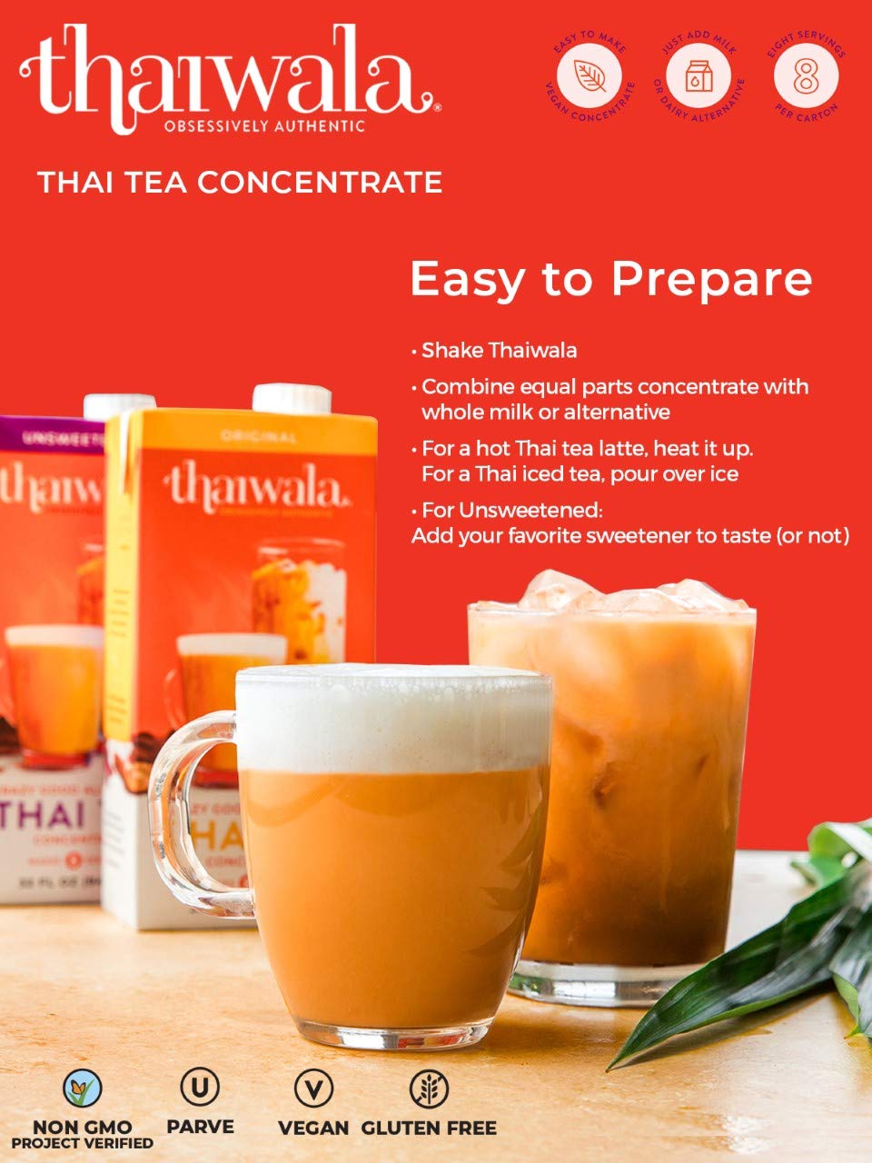 Traditional Thai Tea Concentrate (6 X ) Equal Parts Half and Or Whole Milk