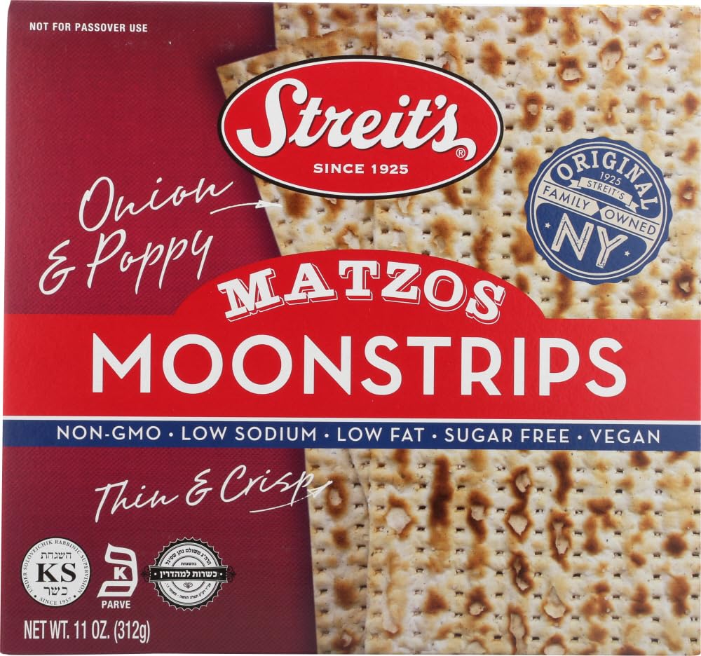 Matzos Moonstrips Onion and Poppy Flavor- Box