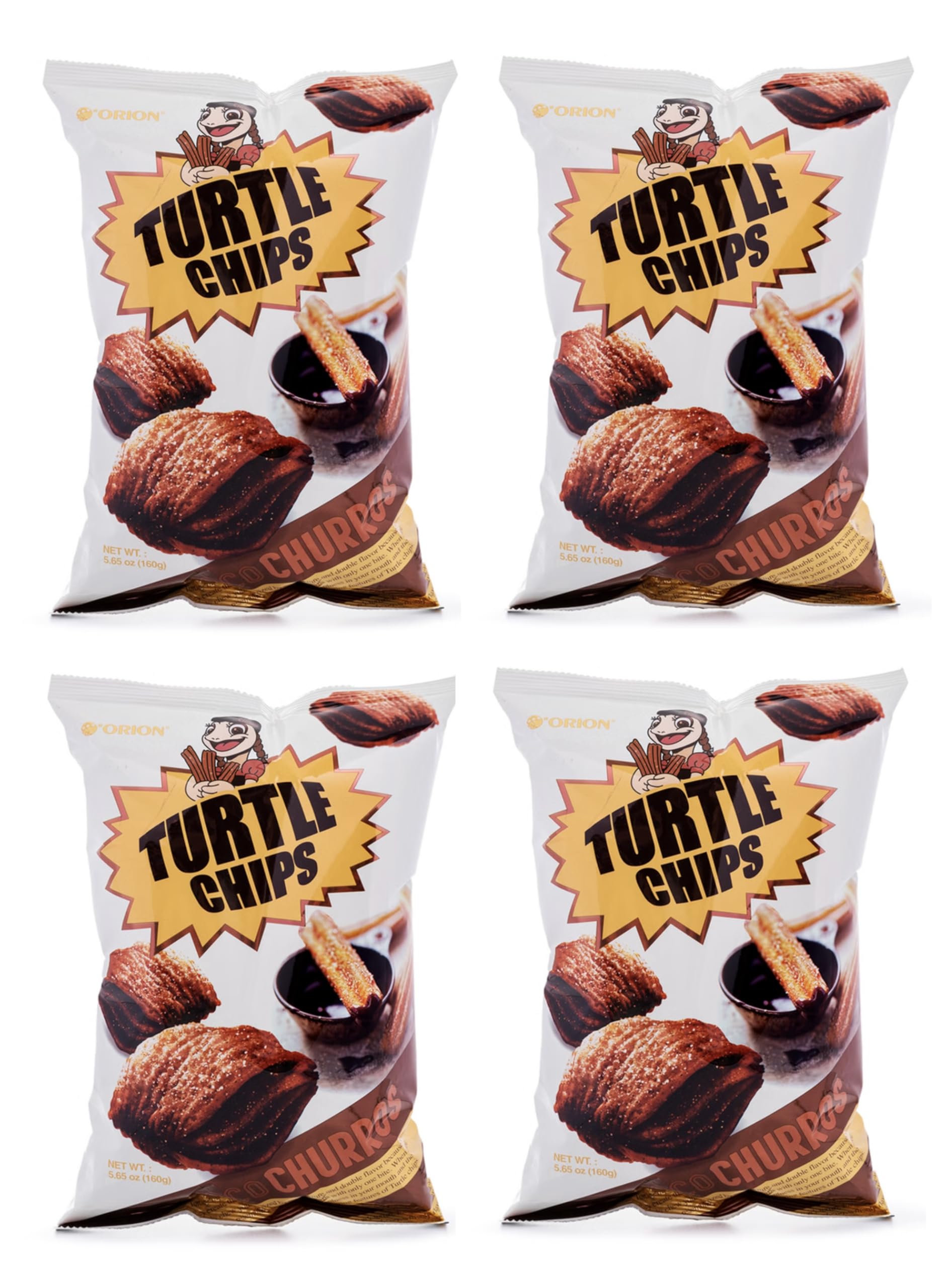 [4 Big Packs] Turtle Chips Chocolate Churro Flavor