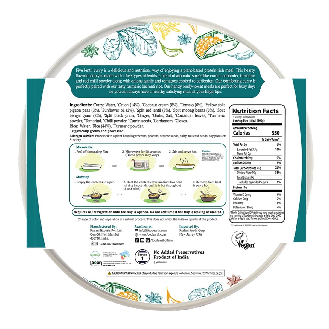 Microwavable Ready-to-Eat Indian Chickpeas Curry