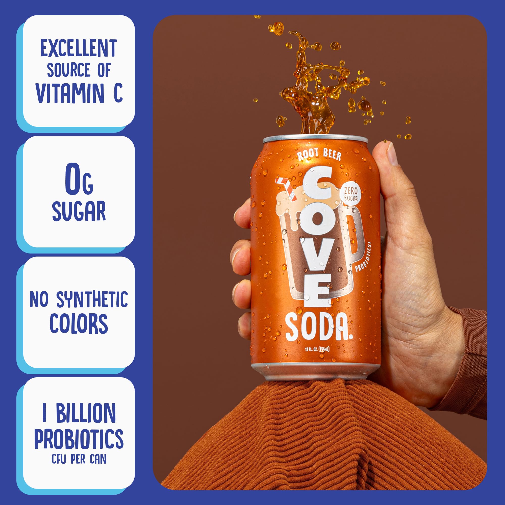 Cove Probiotic Zero Sugar Better-For-You Alternative Refreshing Delicious Drink Soda
