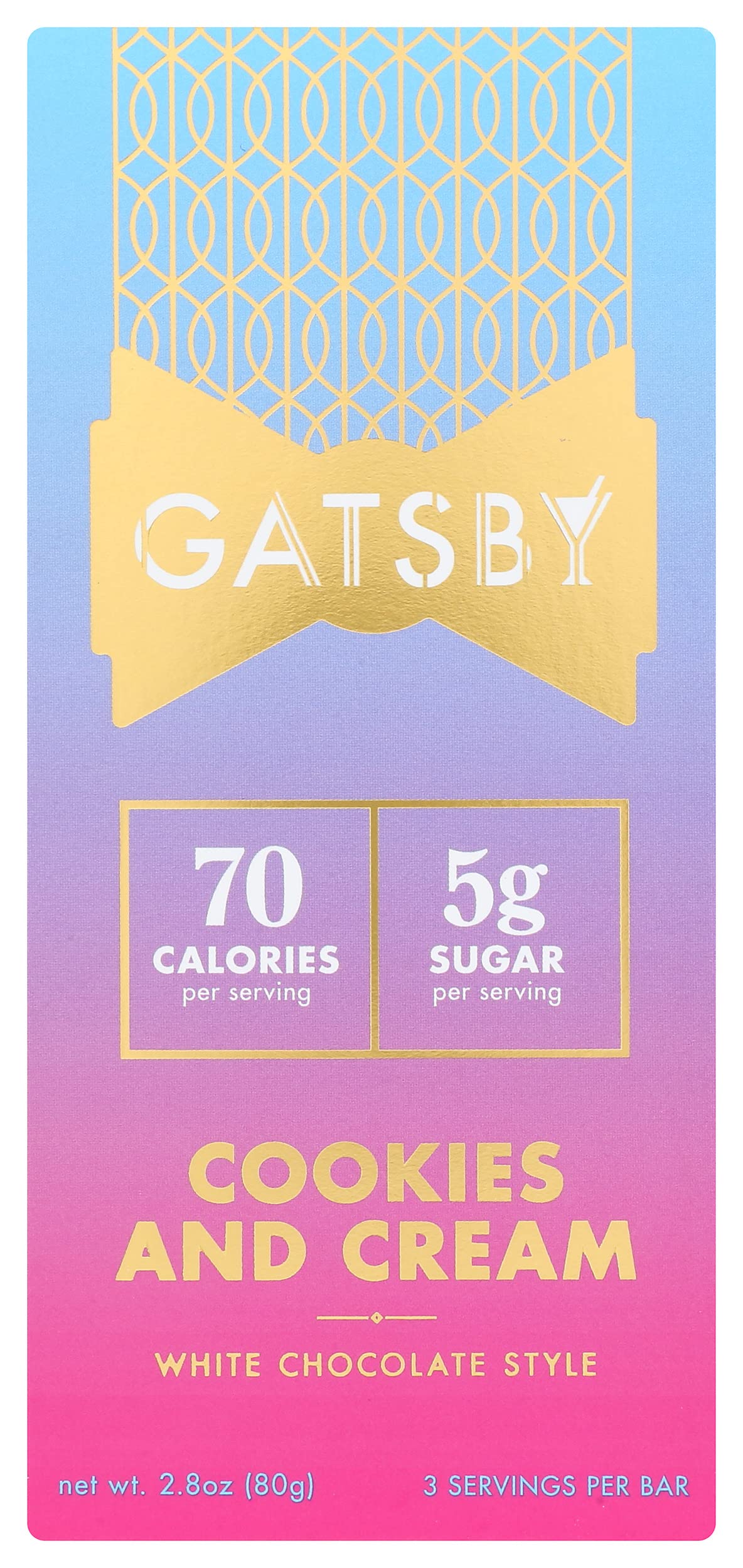 70 Calories Per Serving Sugar Cookies & Cream White Chocolate Style Bar